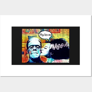 Frankenstein and Bride monster love Posters and Art